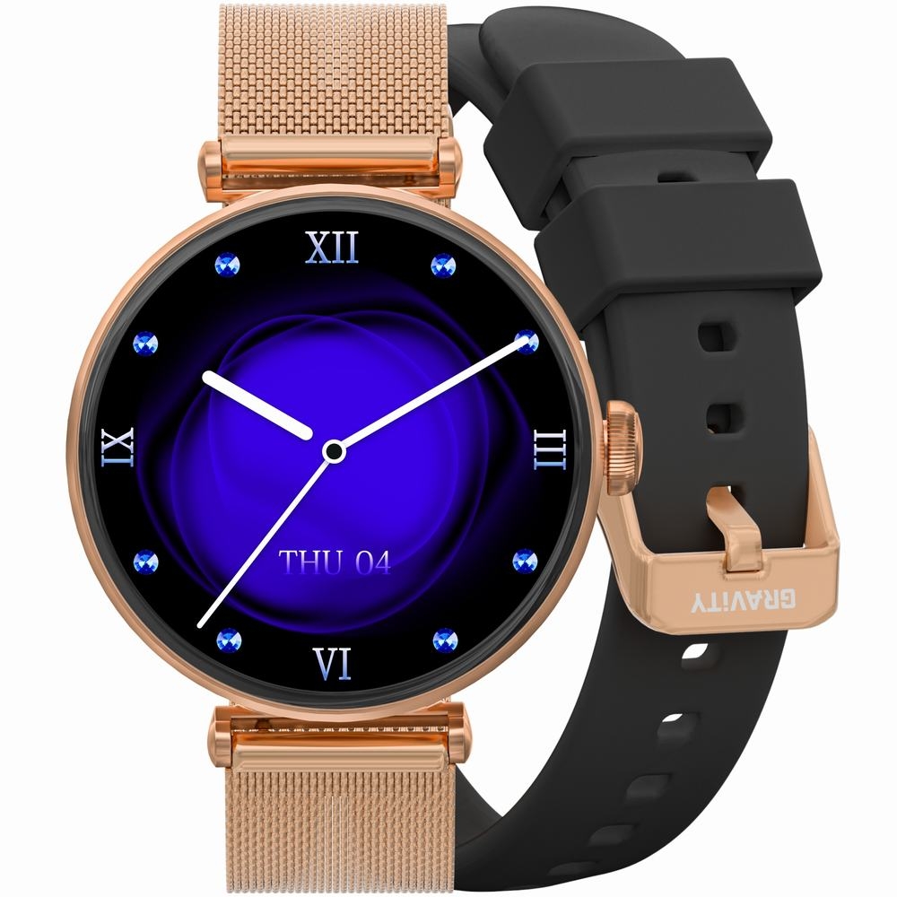 Smartwatch Gravity Różowe Złoto Czarny 2 Paski GT26-3